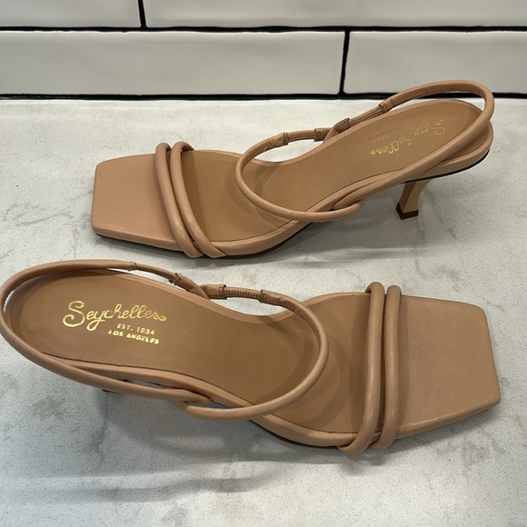Seychelles Banks Leather Sandal Square Toe Neutral Kitten Heel 9 - Picture 8 of 16